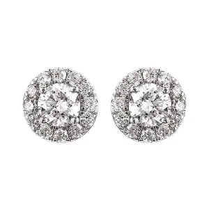 14K Round Brilliant Lab-Gown Diamond Halo Stud Earrings 14K Round Brilliant Lab-Gown Diamond Halo Stud Earrings
