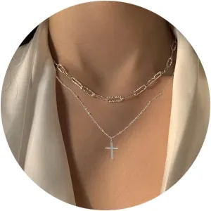 14k Small and Dainty Gold Cross Necklaces for WomenElegant Tiny and Sideways Designs in Gold