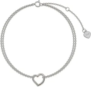 14K Solid Gold Heart Anklets for Women, Real Gold Double Chain Heart Foot Ankle Bracelet Jewelry Anniversary Birthday Gift for Wife, Mom,Girlfriend 8"-10"