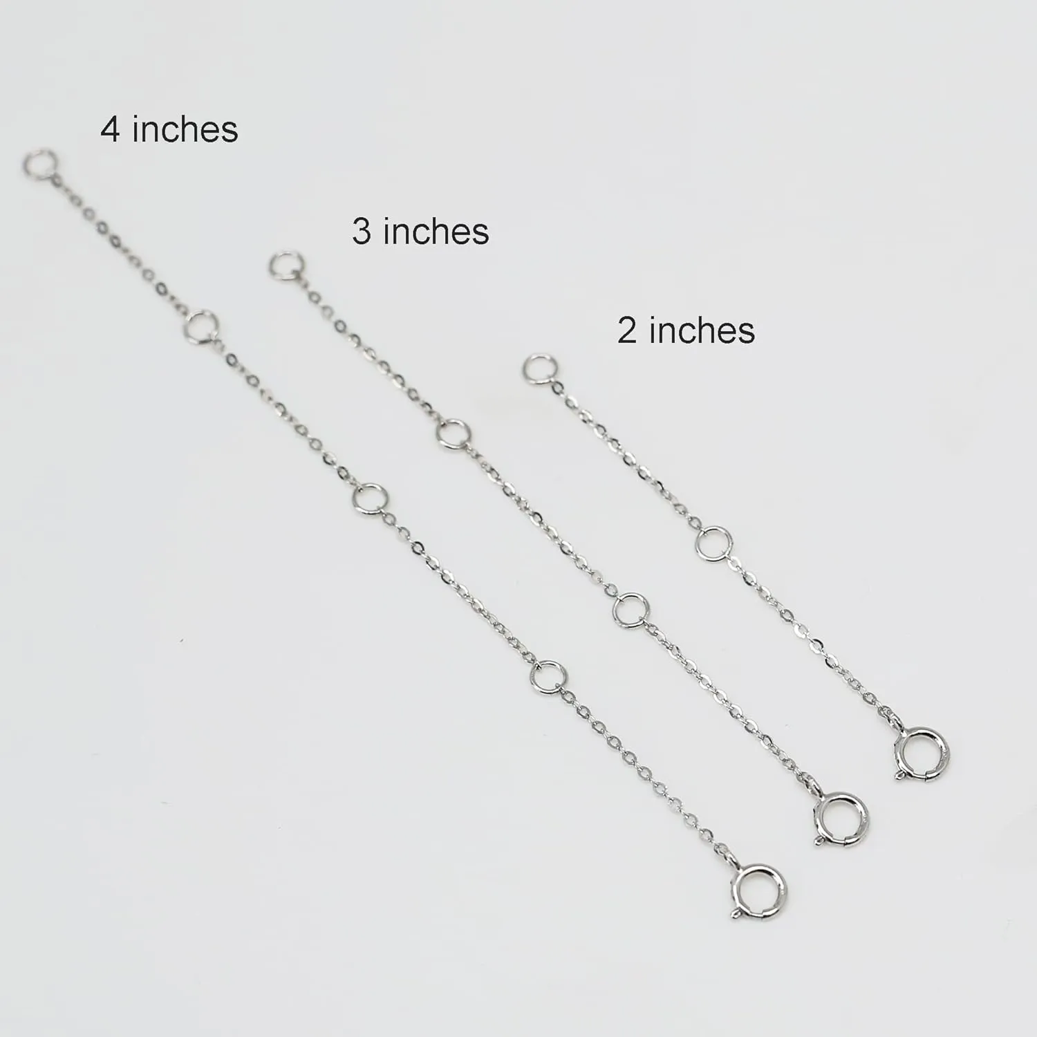 14K Solid Gold Necklace Extender Real 14K Bracelet Extender 2 3 4 Inch Durable Adjustable Chain Gold Anklets Extension for Women 2" 3" 4" (14K White Gold-4 Inch)