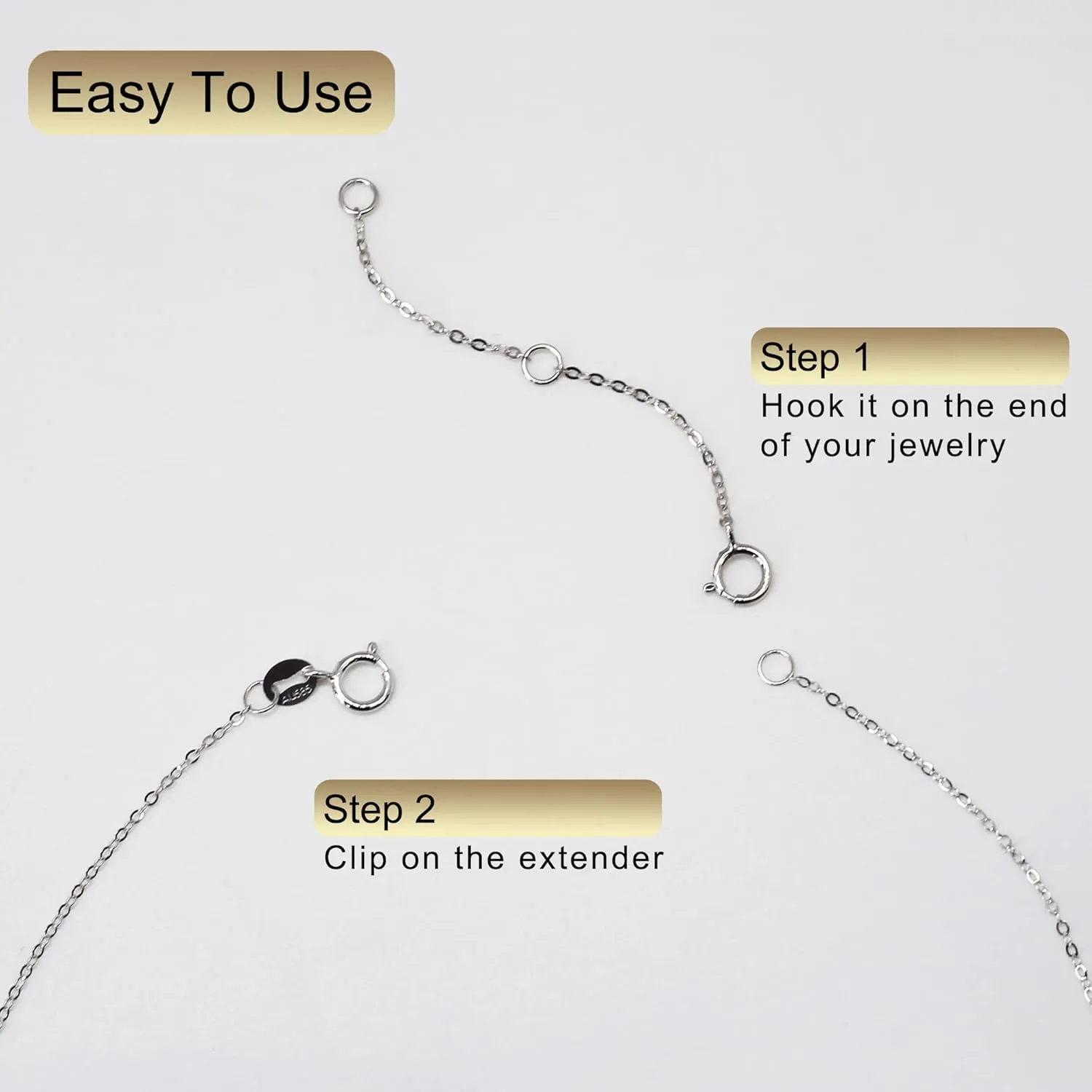 14K Solid Gold Necklace Extender Real 14K Bracelet Extender 2 3 4 Inch Durable Adjustable Chain Gold Anklets Extension for Women 2" 3" 4" (14K White Gold-4 Inch)