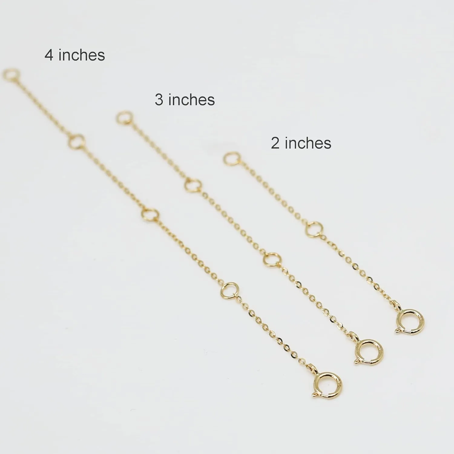 14K Solid Gold Necklace Extender Real 14K Bracelet Extender 2 3 4 Inch Durable Adjustable Chain Gold Anklets Extension for Women 2" 3" 4" (14K Yellow Gold-3 Inch)