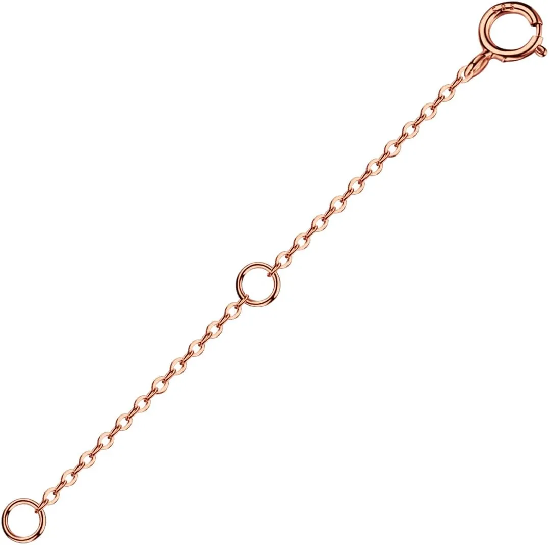 14K Solid Gold Necklace Extender Real Bracelet Extender 2 3 4 Inch Durable Adjustable Chain Anklets Extension for Women 2" 3" 4" (14K Rose Gold-2 Inch)