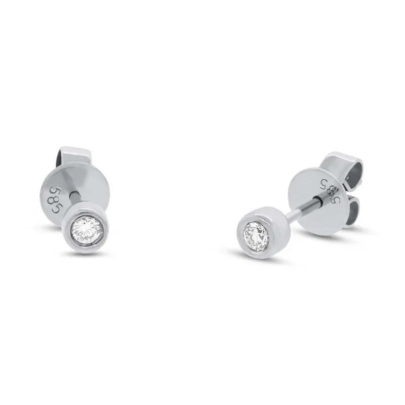 14k Yellow Gold Diamond Stud Earrings
