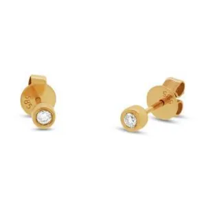 14k Yellow Gold Diamond Stud Earrings