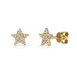 14k Yellow Gold Medium Diamond Star Earrings