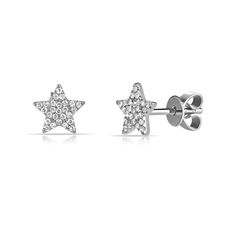 14k Yellow Gold Medium Diamond Star Earrings