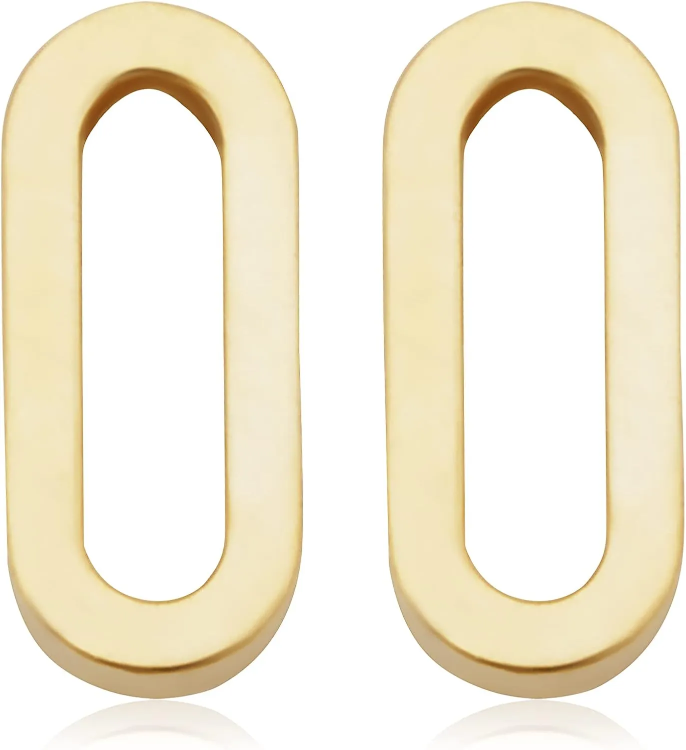 14k Yellow Gold Paper-Clip Link Oval Stud Earrings - Minimalist Jewelry | Made in Italy