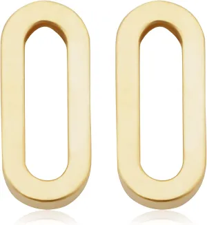 14k Yellow Gold Paper-Clip Link Oval Stud Earrings - Minimalist Jewelry | Made in Italy