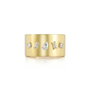 14KY Multifaceted Cigar Ring