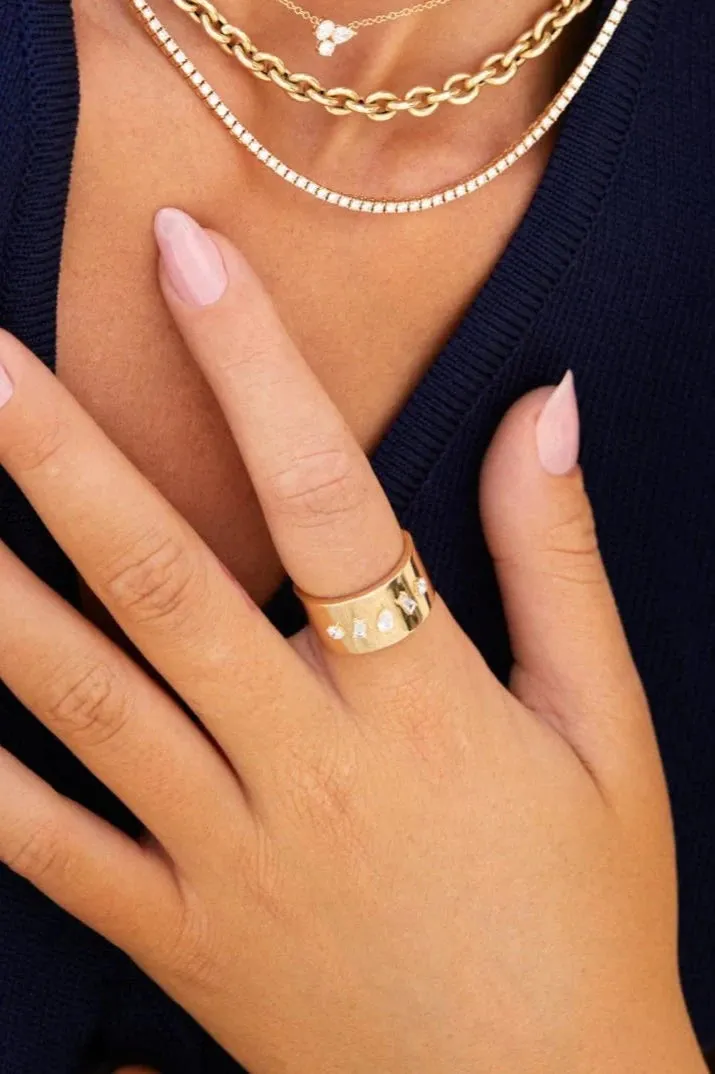 14KY Multifaceted Cigar Ring