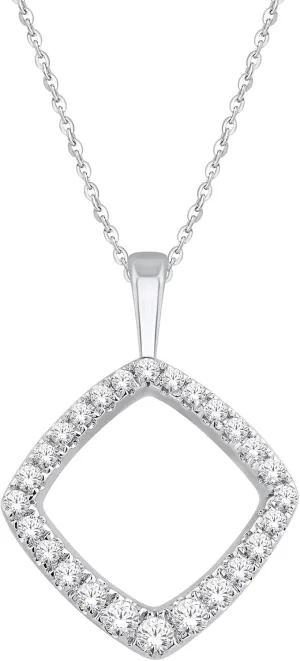 1/5 cttw Round Cut Lab Grown Diamond Geometric Pendant Necklace for Women | 18 inch Chain 14K White Gold Or Yellow Gold Plated Over 925 Sterling Silver (Clarity: VS, Color: FG, 0.23 cttw)