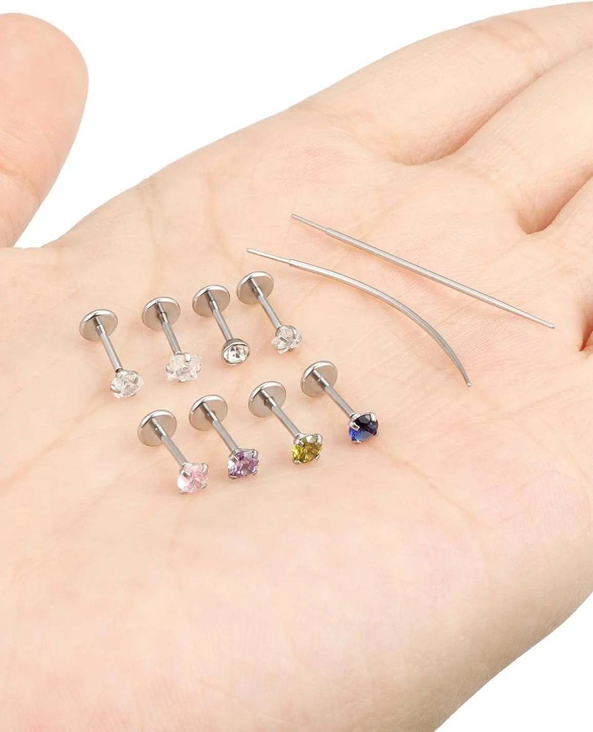 18/20g Threadless Nose Rings Piercing Jewelry for Women Surgical Steel Flat Back Cartilage Helix Tragus Studs Earrings Lip Medusa Labret