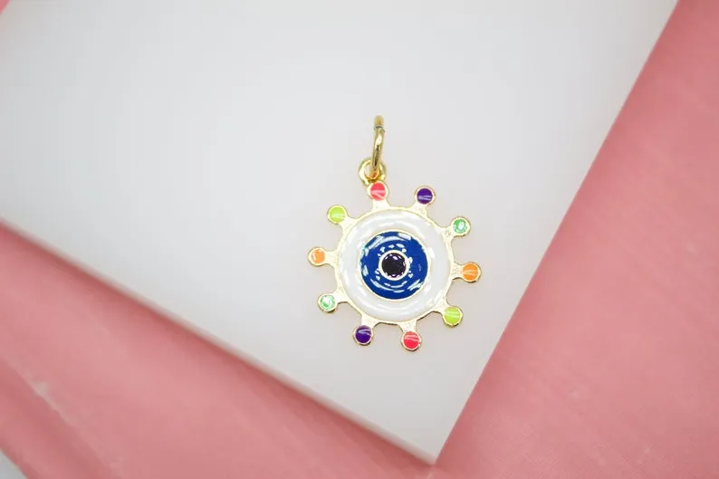 18K Gold Filled Colorful Evil Eye Pendant (A33)