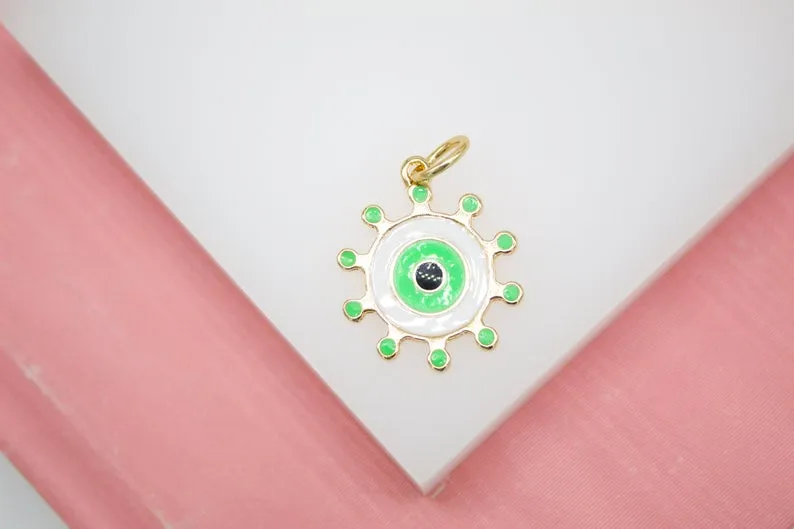 18K Gold Filled Colorful Evil Eye Pendant (A33)