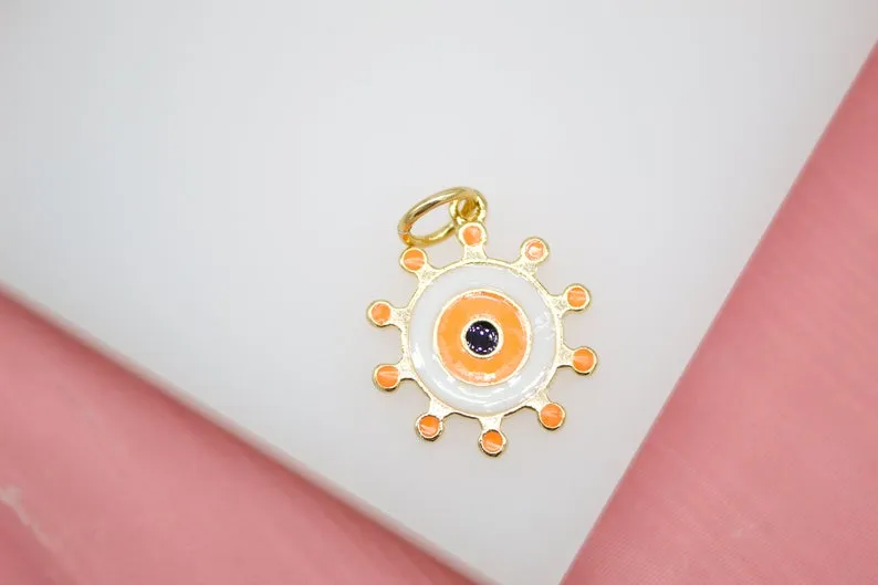 18K Gold Filled Colorful Evil Eye Pendant (A33)