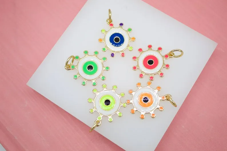 18K Gold Filled Colorful Evil Eye Pendant (A33)