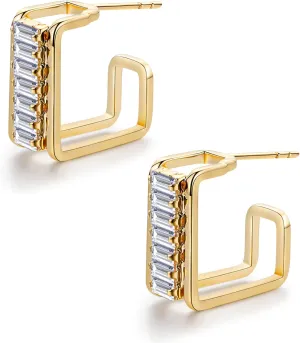 18K Gold Plated Cubic Zirconia Stud Earrings - Gifts for Women