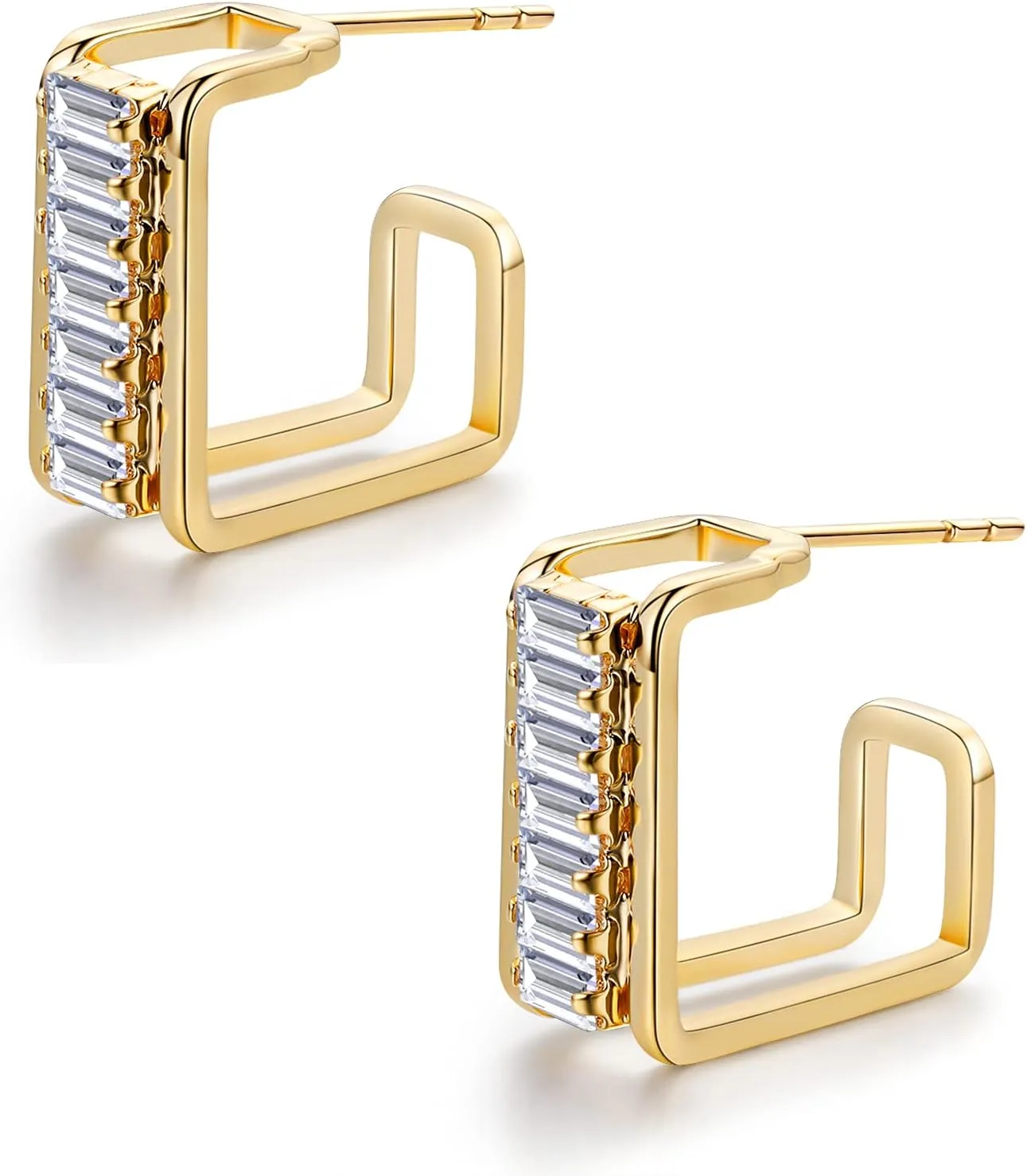 18K Gold Plated Cubic Zirconia Stud Earrings - Gifts for Women