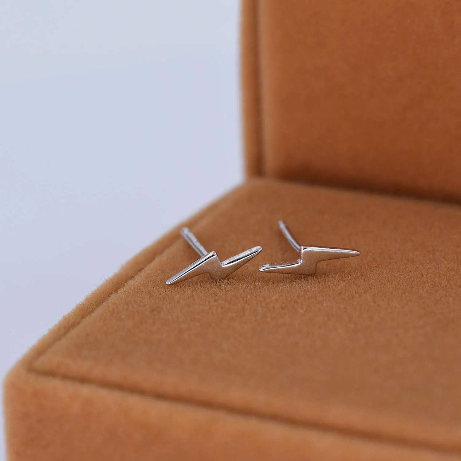 18K Gold Vermeil Tiny Gold Lightning Bolt Stud Earrings