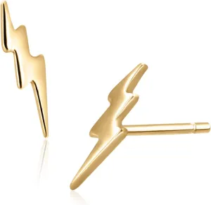 18K Gold Vermeil Tiny Gold Lightning Bolt Stud Earrings