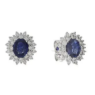 18k White Gold Diamond & Sapphire Earrings