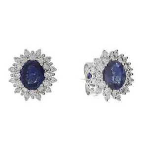 18k White Gold Diamond & Sapphire Earrings