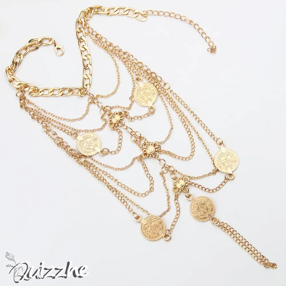 1PC Gold Bohemian Coin Anklet Bracelet for Women Adjustable Barefoot Sandals Foot Chain Jewelry Summer Beach Coin Foot Jewelry Accessories Waterproof Coin Toe Link Chain Anklets Set