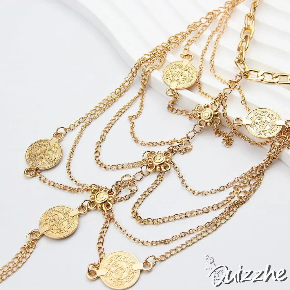 1PC Gold Bohemian Coin Anklet Bracelet for Women Adjustable Barefoot Sandals Foot Chain Jewelry Summer Beach Coin Foot Jewelry Accessories Waterproof Coin Toe Link Chain Anklets Set