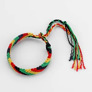 1Pcs Colorful Rasta Friendship Bracelet Wristband Colorful Cotton Silk Surfer Boho Bangle Silk Cord Friends - (Metal Color: 1)
