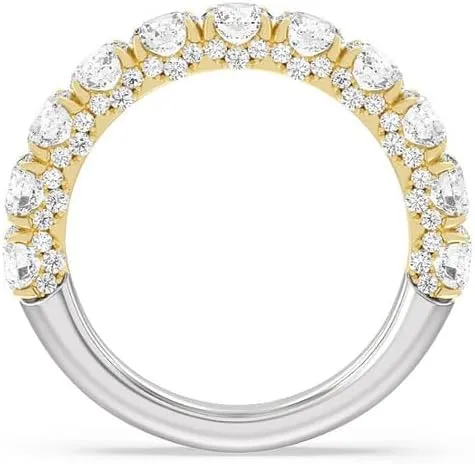 2 CT Round Cut Created White Diamond Prong Set Two Tone Wedding Engagement Ring In 14K White Gold Plated 925 Sterling Silver Gift for Womens