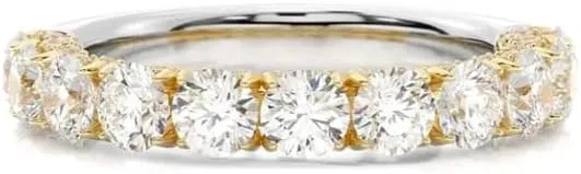 2 CT Round Cut Created White Diamond Prong Set Two Tone Wedding Engagement Ring In 14K White Gold Plated 925 Sterling Silver Gift for Womens