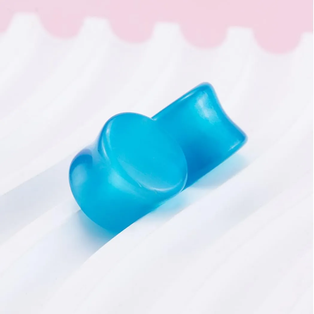 2 Pcs 6mm(2G) Natural Light Blue Cat Eye Organic Stone Ear Plugs Gauges Double Flared Flesh Tunnels Body Piercing Couple Stud Earrings Jewelry For Women And Men