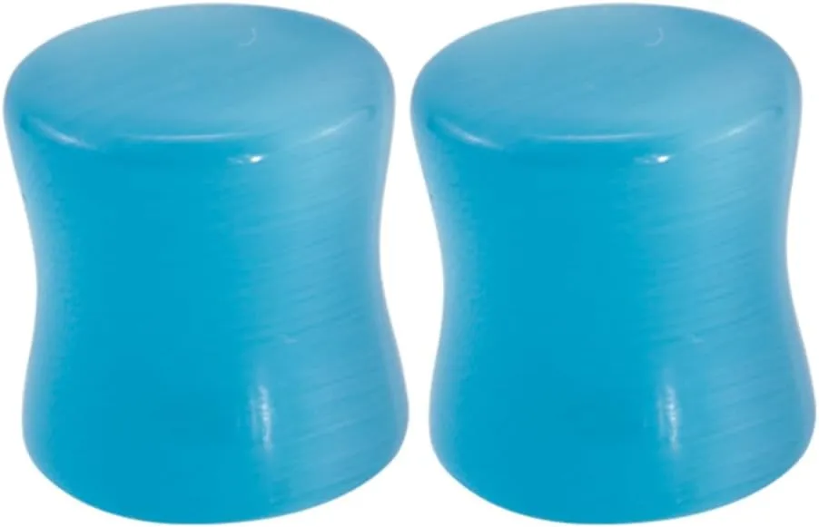 2 Pcs 6mm(2G) Natural Light Blue Cat Eye Organic Stone Ear Plugs Gauges Double Flared Flesh Tunnels Body Piercing Couple Stud Earrings Jewelry For Women And Men