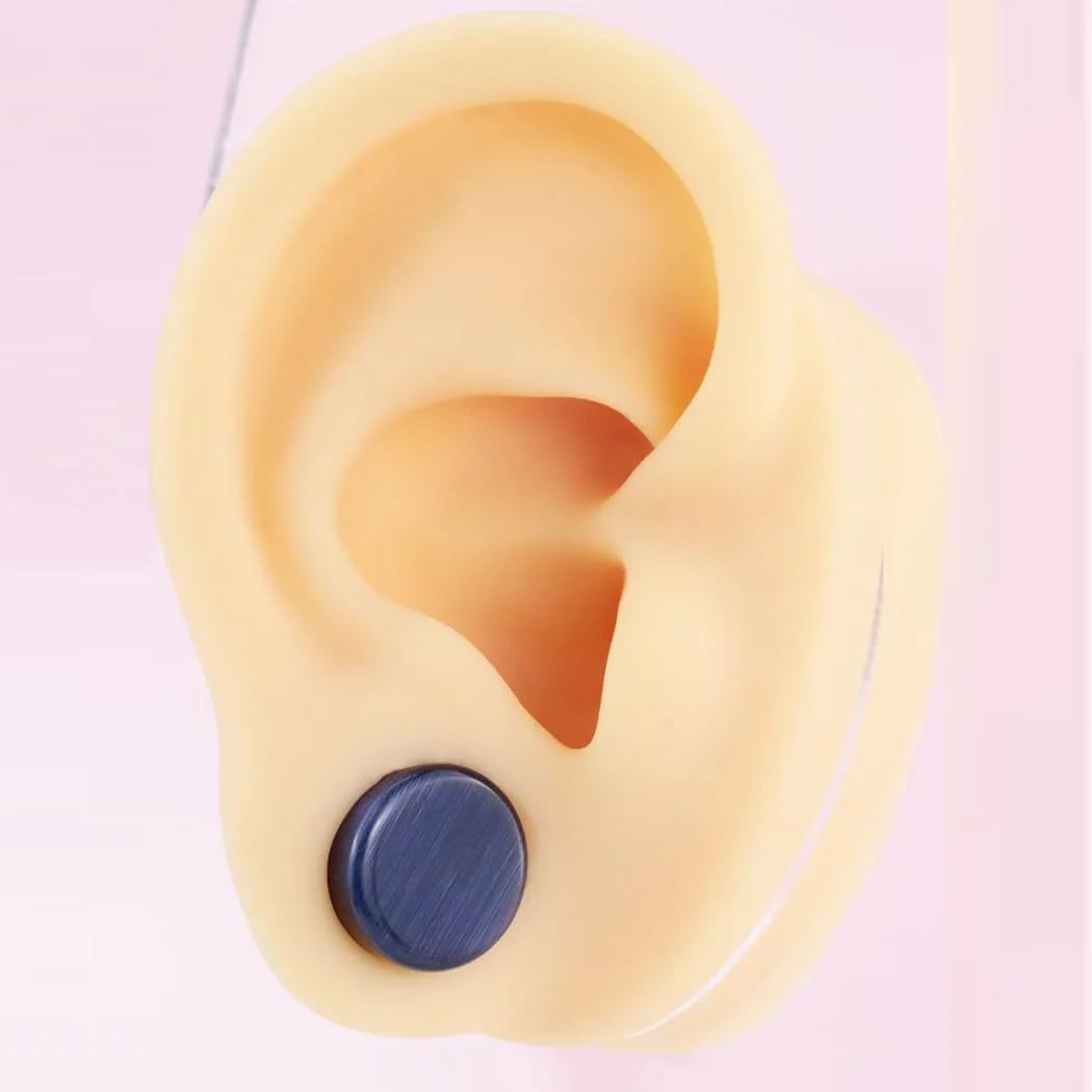 2 PCS 6mm(2G) Natural Navy Blue Cat Eye Organic Stone Ear Plugs Gauges Double Flared Flesh Tunnels Body Piercing Couple Stud Earrings Jewelry For Women And Men