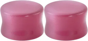 2 Pcs 6mm(2G) Natural Pink Cat Eye Organic Stone Ear Plugs Gauges Double Flared Flesh Tunnels Body Piercing Couple Stud Earrings Jewelry For Women And Men