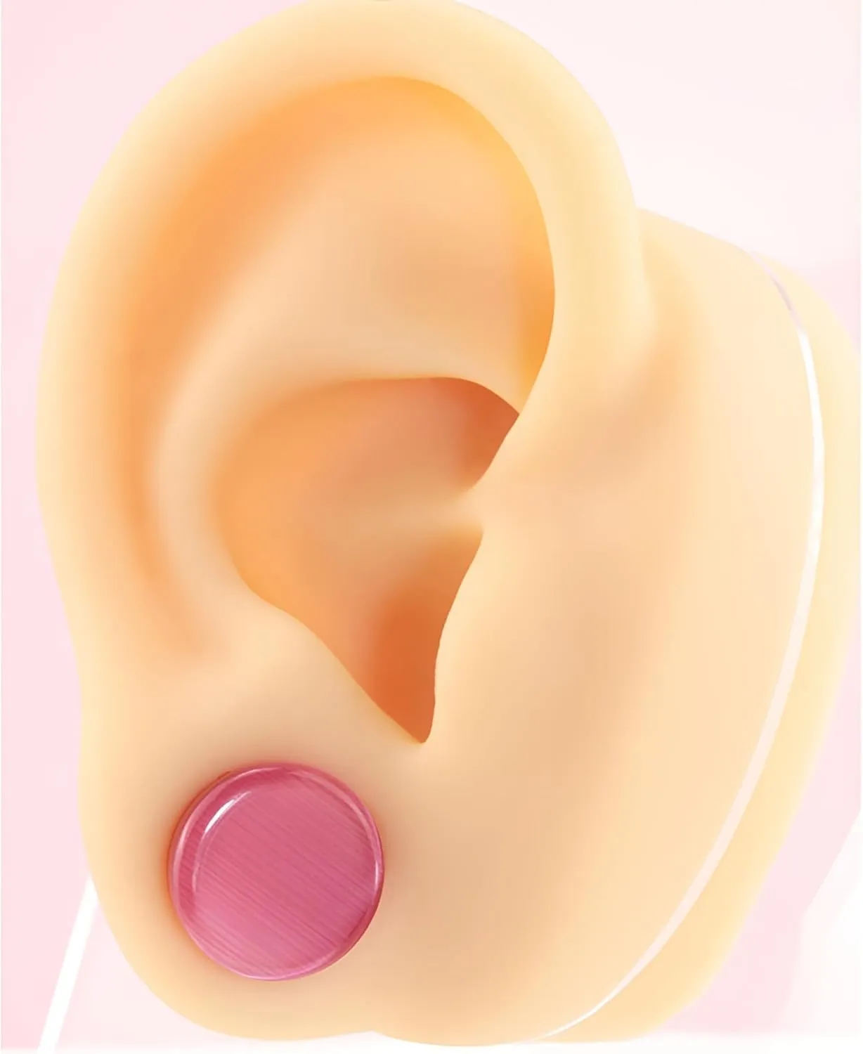 2 Pcs 6mm(2G) Natural Pink Cat Eye Organic Stone Ear Plugs Gauges Double Flared Flesh Tunnels Body Piercing Couple Stud Earrings Jewelry For Women And Men