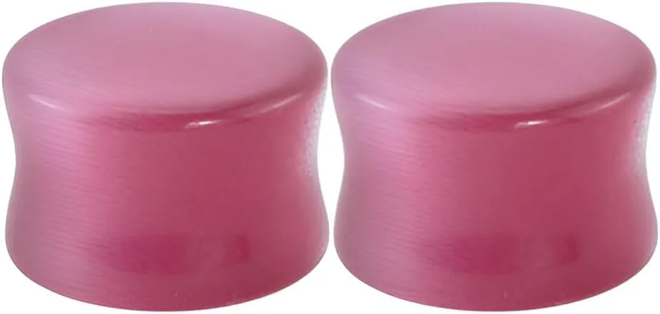 2 Pcs 6mm(2G) Natural Pink Cat Eye Organic Stone Ear Plugs Gauges Double Flared Flesh Tunnels Body Piercing Couple Stud Earrings Jewelry For Women And Men