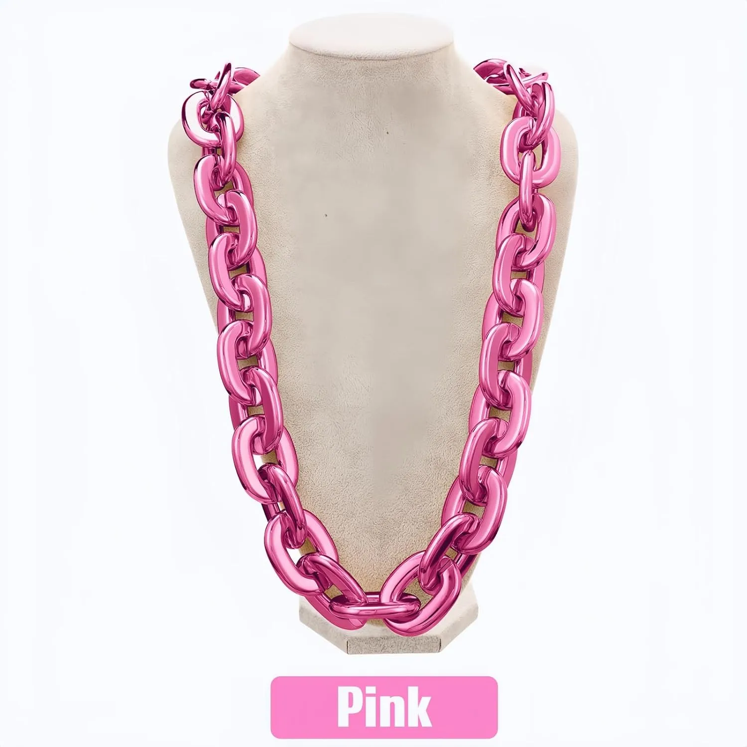 2 Pcs Jumbo Plastic Chain Necklace Hip Hop Rapper Big Fake Necklace for Men Halloween Costume Accessory, 39.4 Inch/100cm