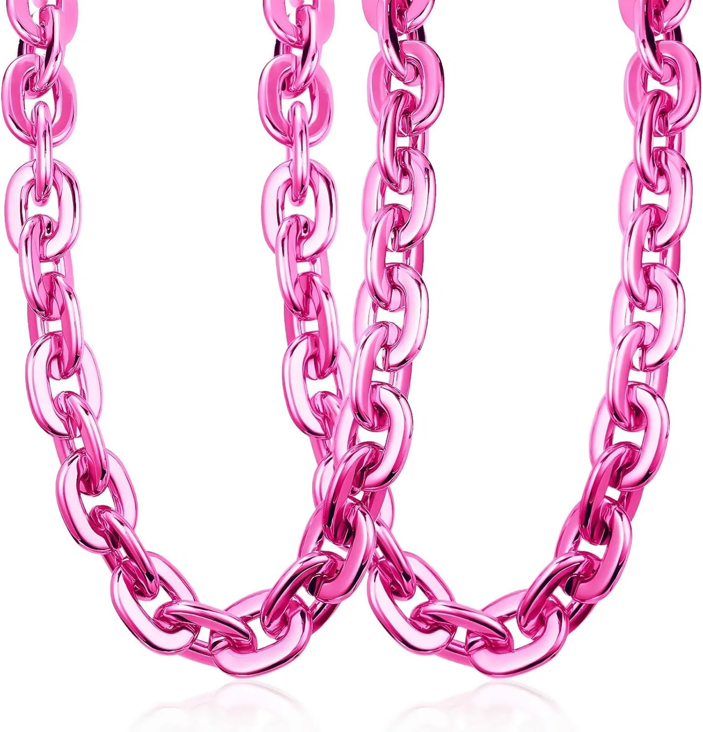 2 Pcs Jumbo Plastic Chain Necklace Hip Hop Rapper Big Fake Necklace for Men Halloween Costume Accessory, 39.4 Inch/100cm