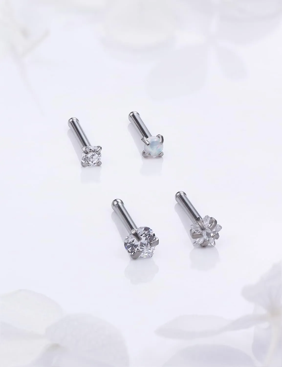 20/18g Nose Rings Studs Straight/L/Corkscrew Shape Bars Piercings Jewelry for Women Hypoallergenic Surgical Stainless Steel