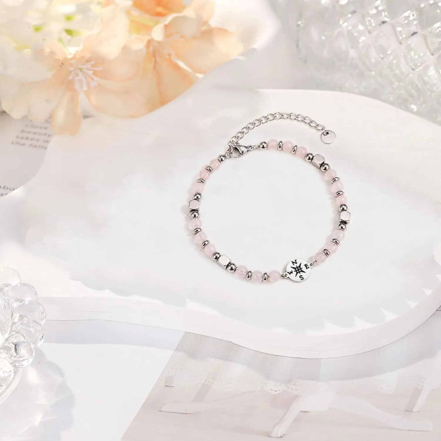2024 Graduation Bracelet for Her,Tiny Gemstone Graduation Bracelet, Charm Compass Bracelet Ideal College graduation Bracelets Perfect Graduation Bracelet for Daughter Dranddaughter Sister