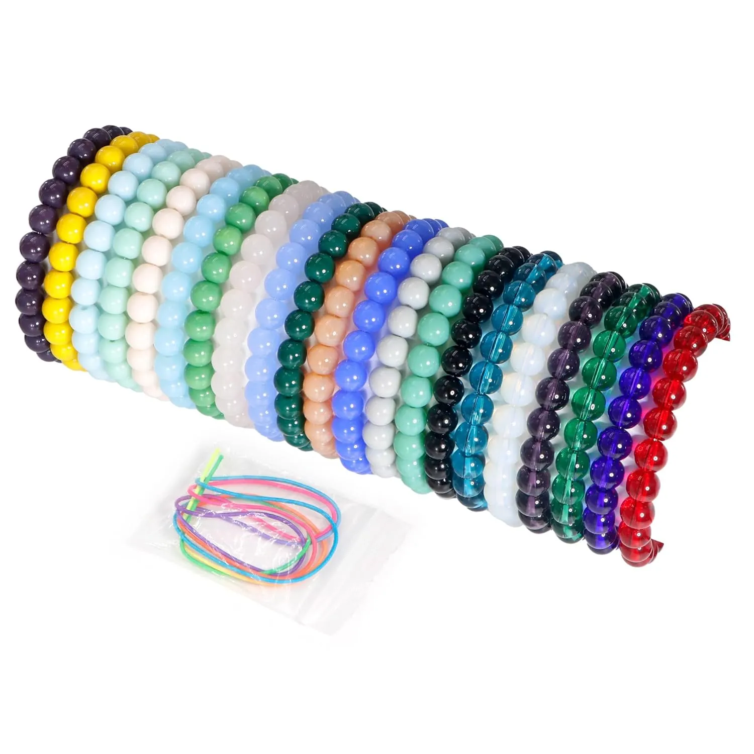 21pcs 8mm Stretch Beaded Bracelet for Women, Teen Girl - Handmade, Stretch beads Bracelet Boho Elastic Bracelets Sets, Christmas gift