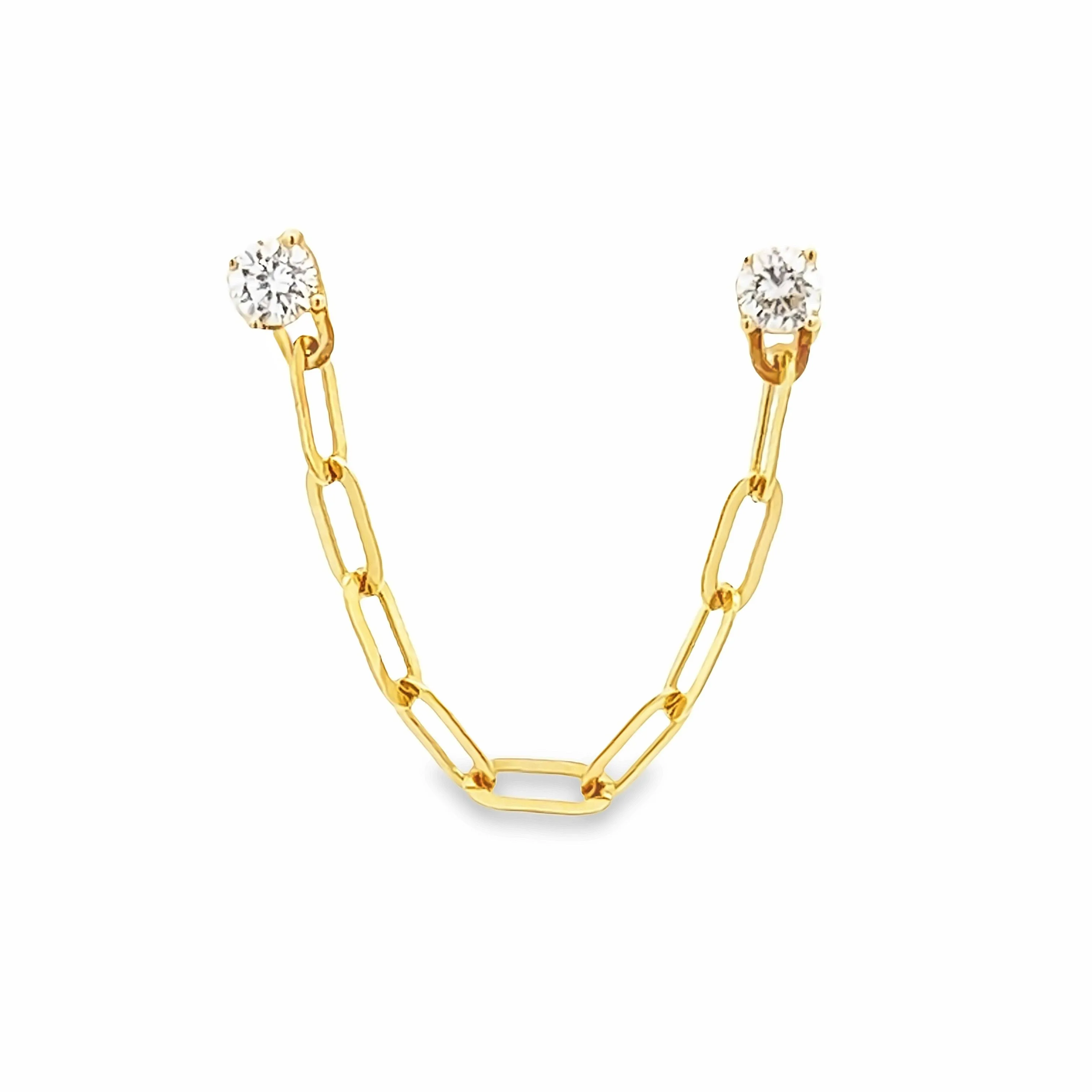 .23ct 14k Yellow Gold Diamond Chain Earring