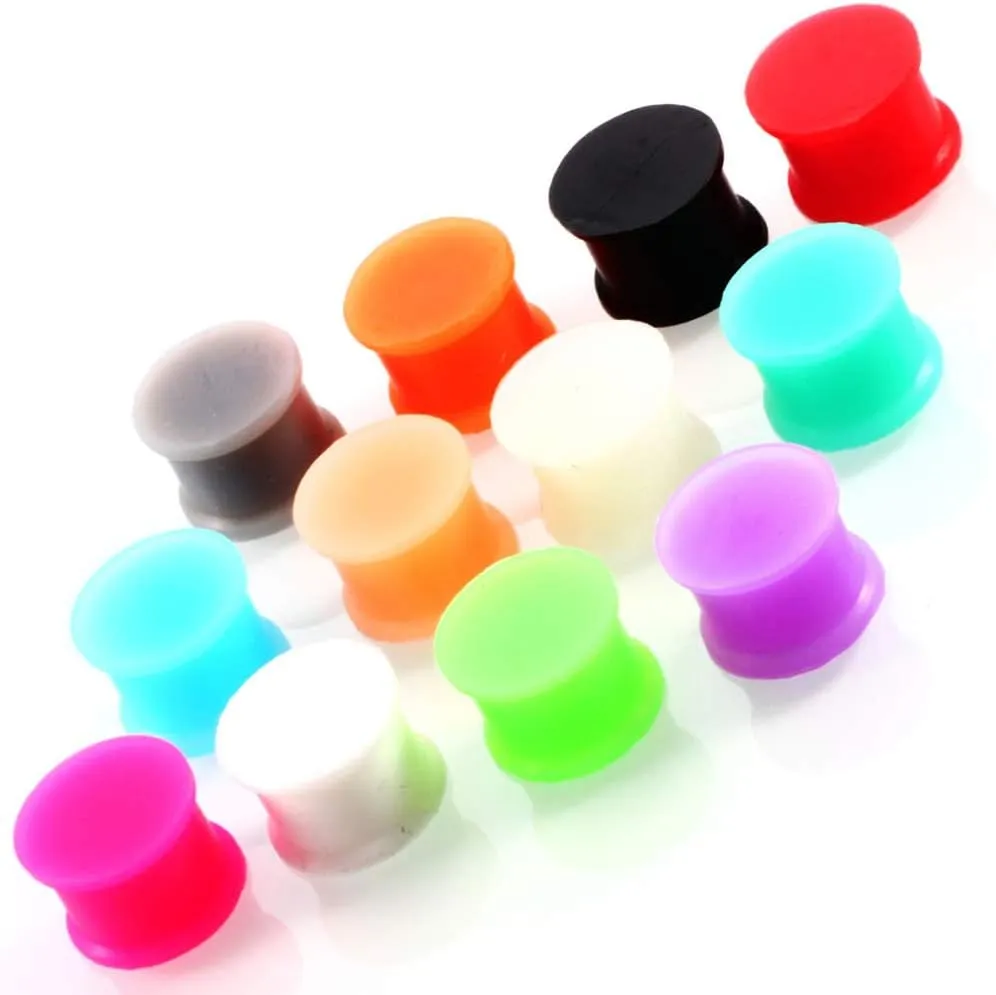24 pcs Silicone Plugs Ear Gauges Stretching Kit 00g-1 inch Double Flared Expander Tunnels Flesh Saddle Set for Women Men Body Piercing Jewelry,Good Gift
