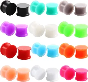 24 pcs Silicone Plugs Ear Gauges Stretching Kit 00g-1 inch Double Flared Expander Tunnels Flesh Saddle Set for Women Men Body Piercing Jewelry,Good Gift