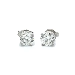 2.46ct 14k White Gold Diamond Stud Earrings - GIA H SI2
