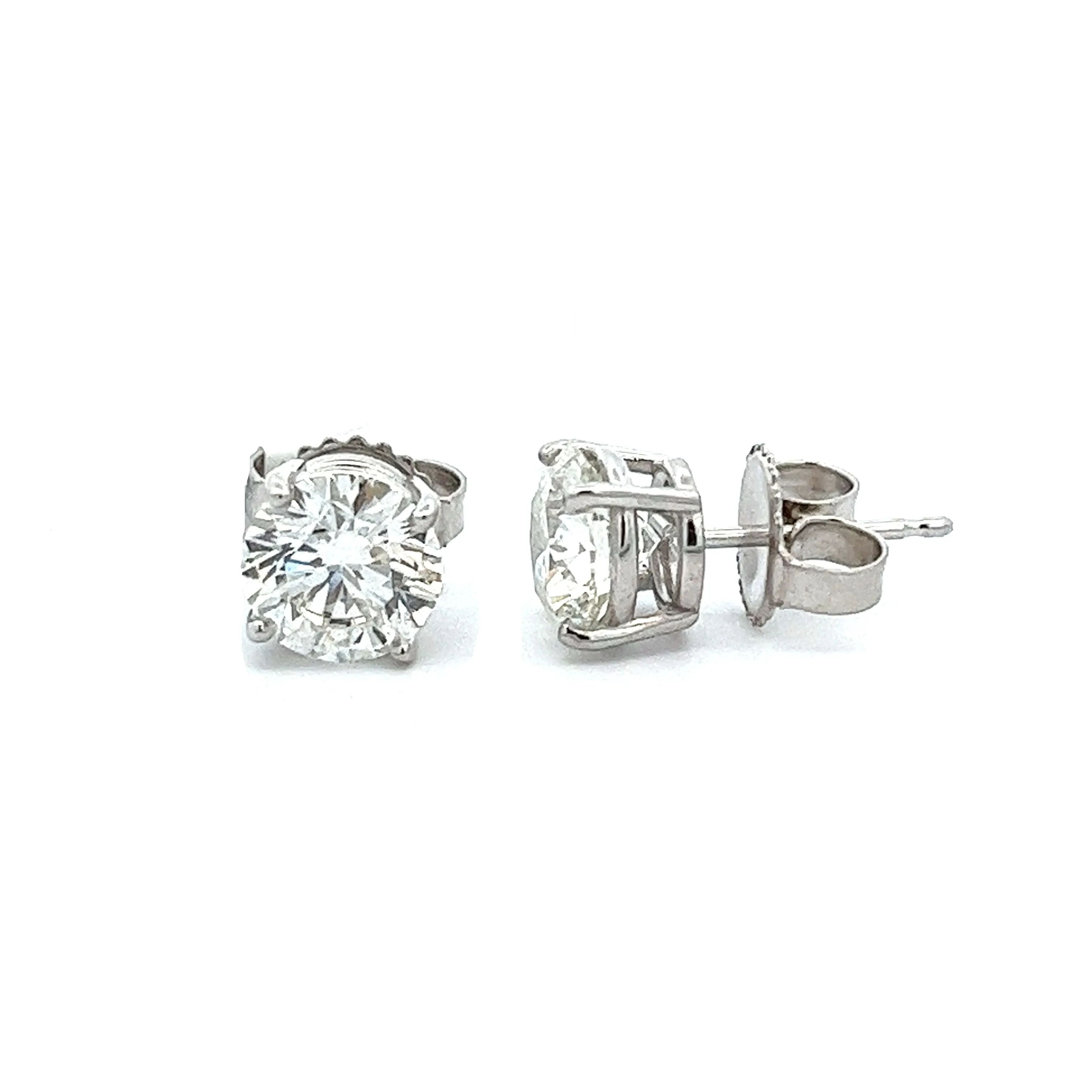 2.46ct 14k White Gold Diamond Stud Earrings - GIA H SI2