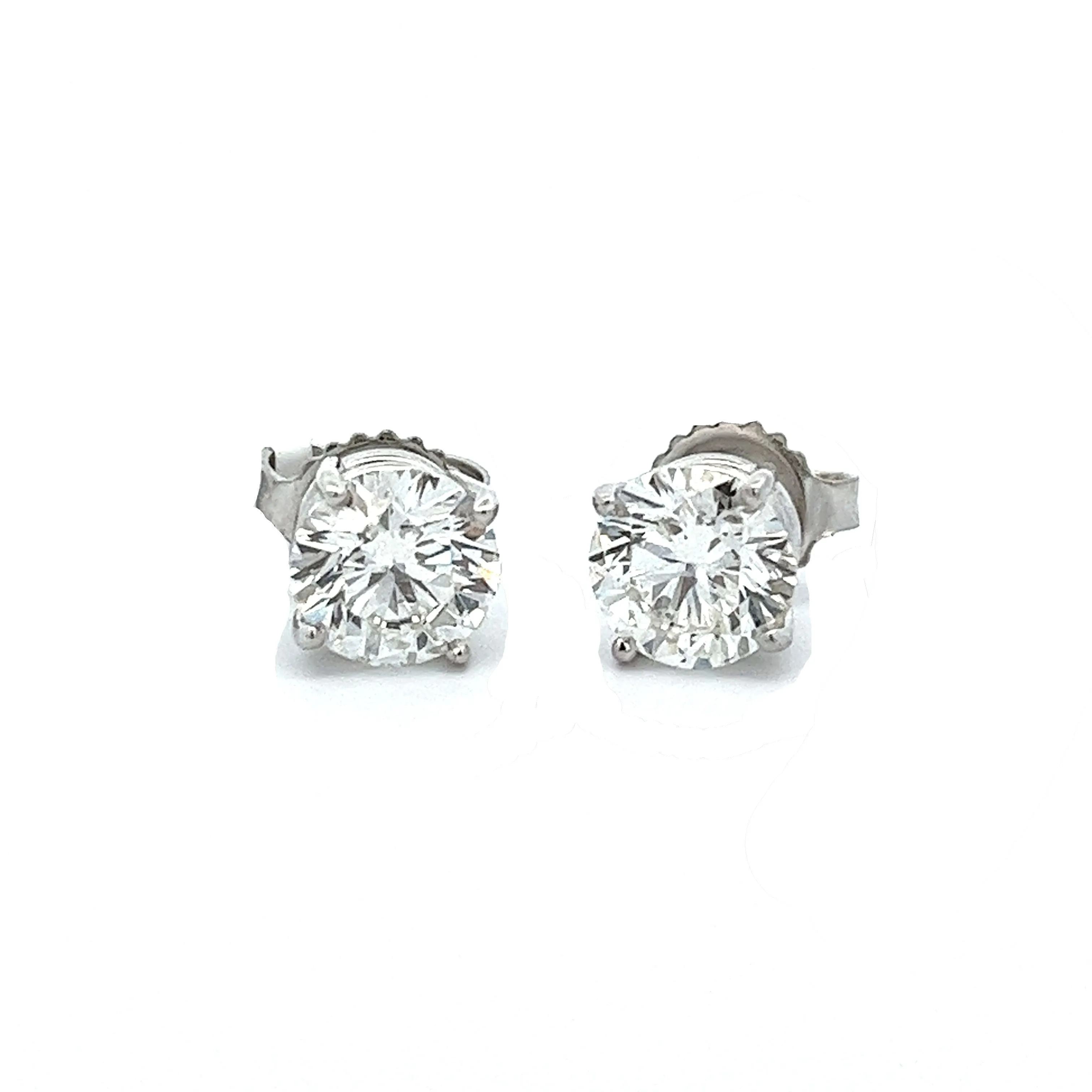 2.46ct 14k White Gold Diamond Stud Earrings - GIA H SI2