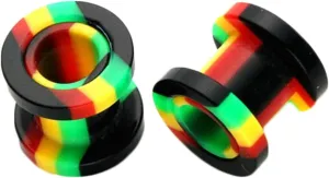 2Pcs Acrylic Ear Plugs Screw, Colorful 6Mm Tunnels for Women Colorful Hoop Tunnels and Plugs for Ears